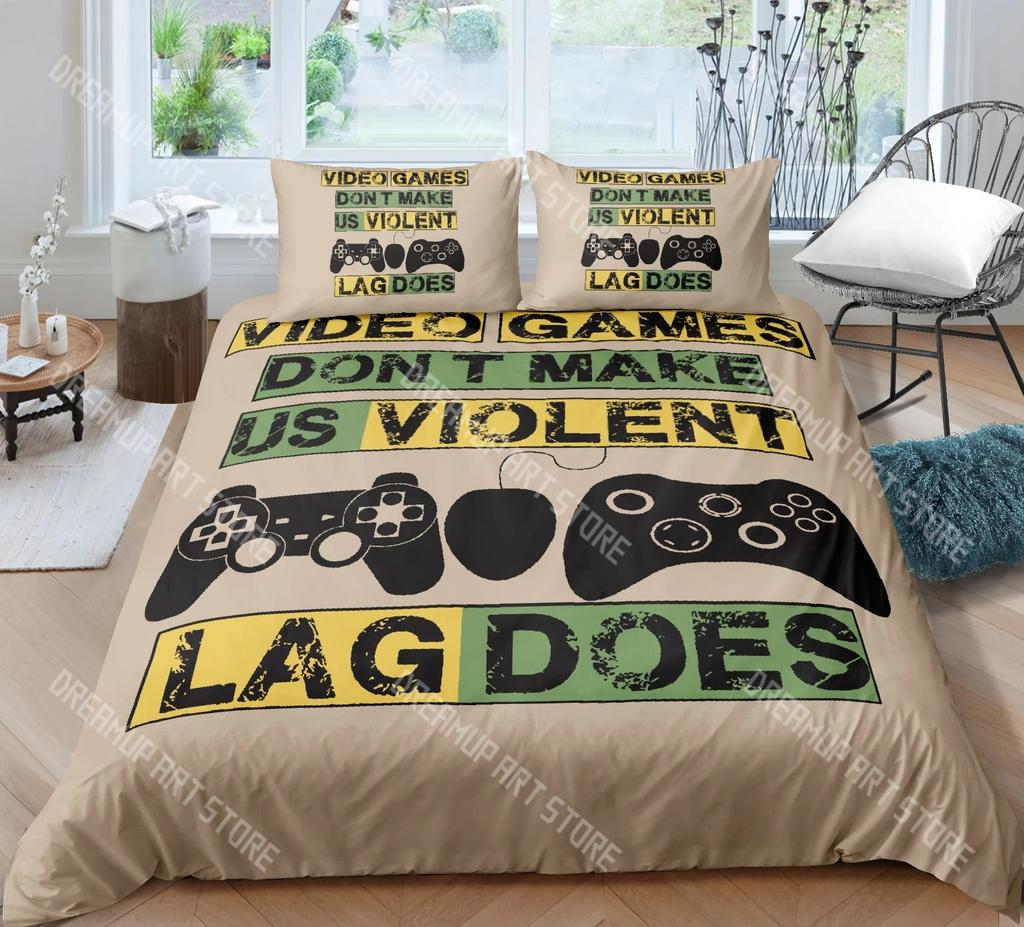Gamepad Controller Gaming Designs Bed Covers Bedding Set,Play Gamer Printed 2-3 Piece Set Bed Cover,Birthday Gifts