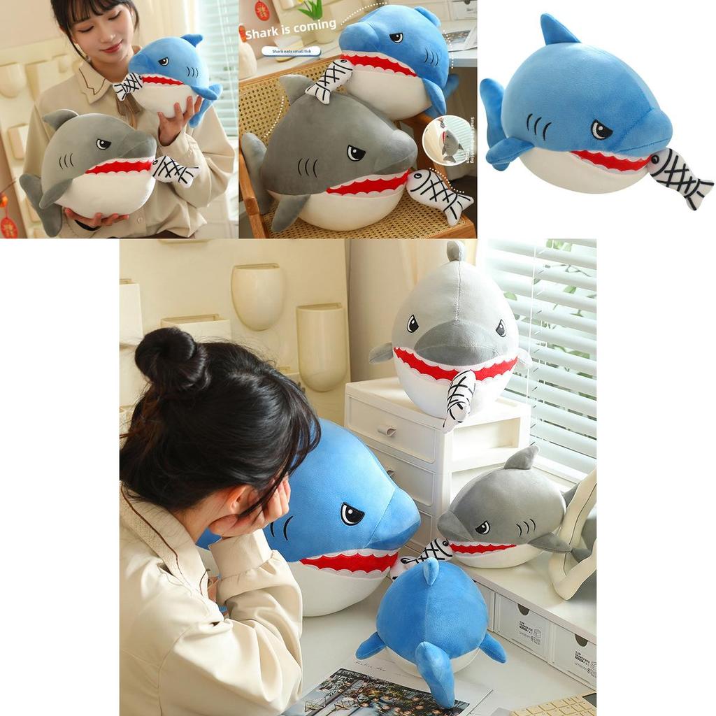 Shark Eating Small Fish Plush Toy With Pp Cotton Soft Stuffed Animal For Kids And Children