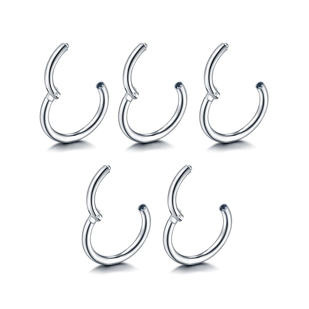 1/5PCS Titanium Segment Nose Rings Gold Color Body Clips Hoop For Women Men Conch Helix Cartilage Rook Earring Piercings Jewelry