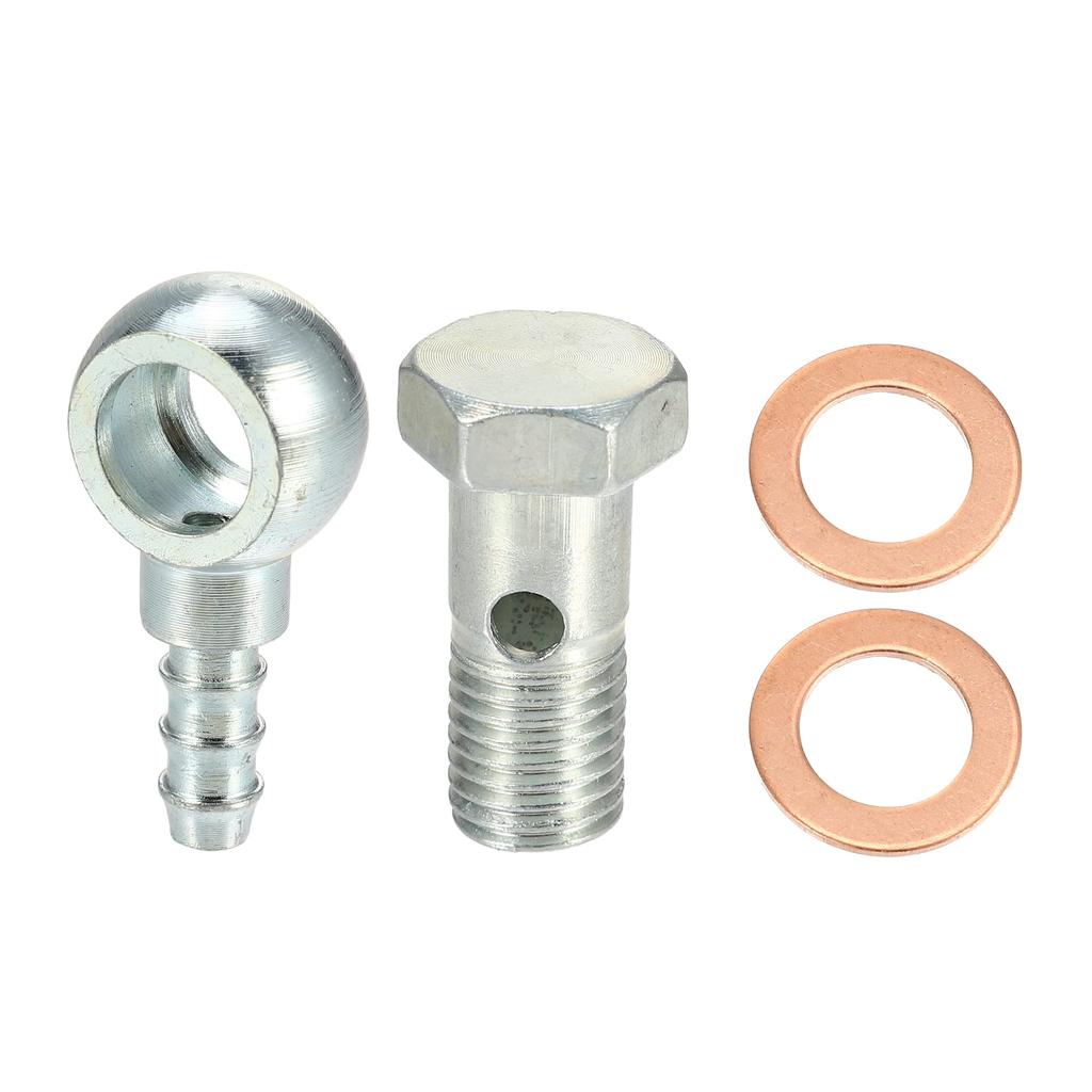 ACROPIX 4pcs Banjo Hose Barb Bolt Fittings Universal Banjo Fittings Fuel Line with Copper