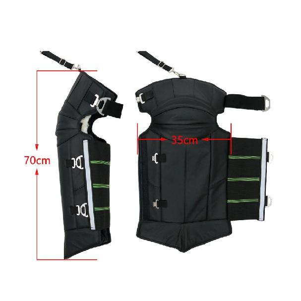 LMoDri Adjustable Thickening Motorcycle Long Knee Pads Keep Warm Winter Leggings Leather Wool Long Leggings Protector