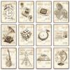 Retro Art Da Vinci Inspired Sketches Posters Guitar Vitruvian Man Pocket Watch Game Console Canvas Painting Pictures Home Decor