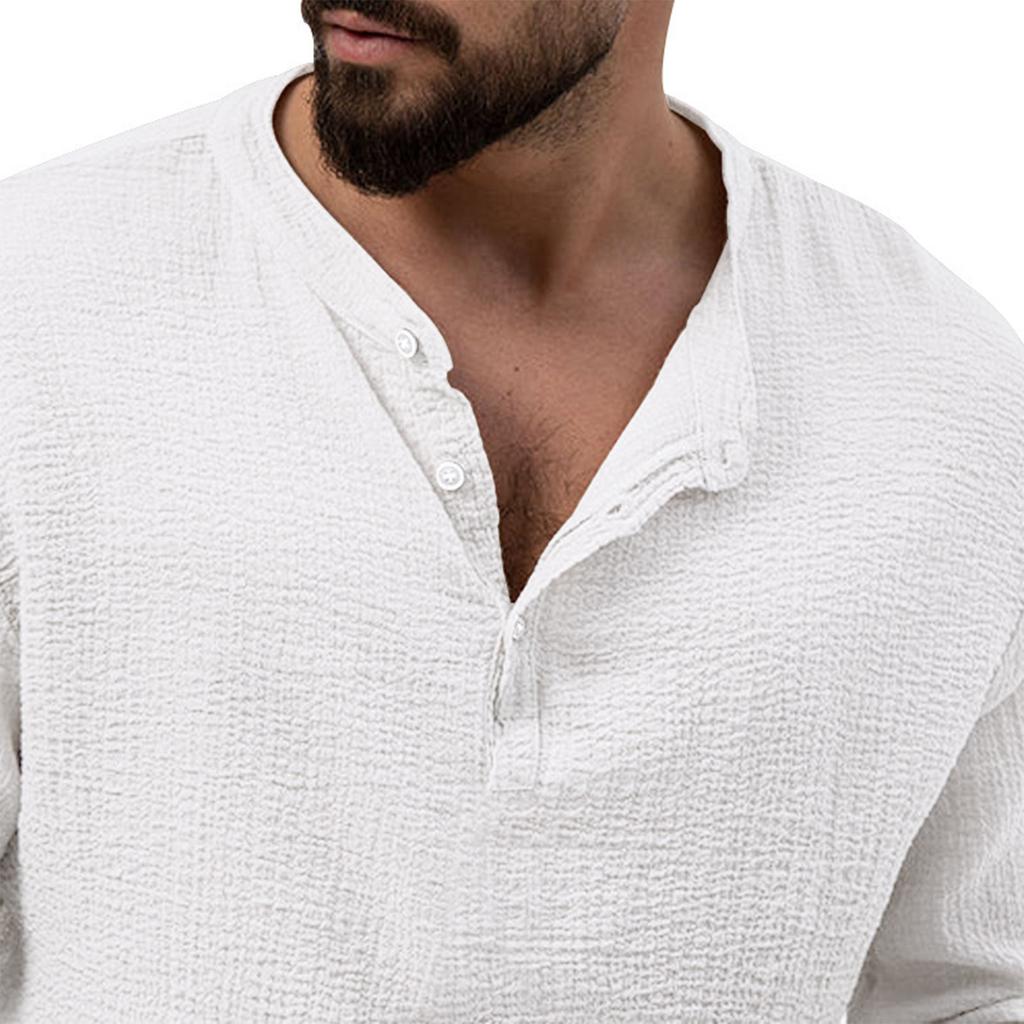 Herren T-Shirt mit V-Ausschnitt und langen Ärmeln, modisch, lässig, farblich abgestimmt