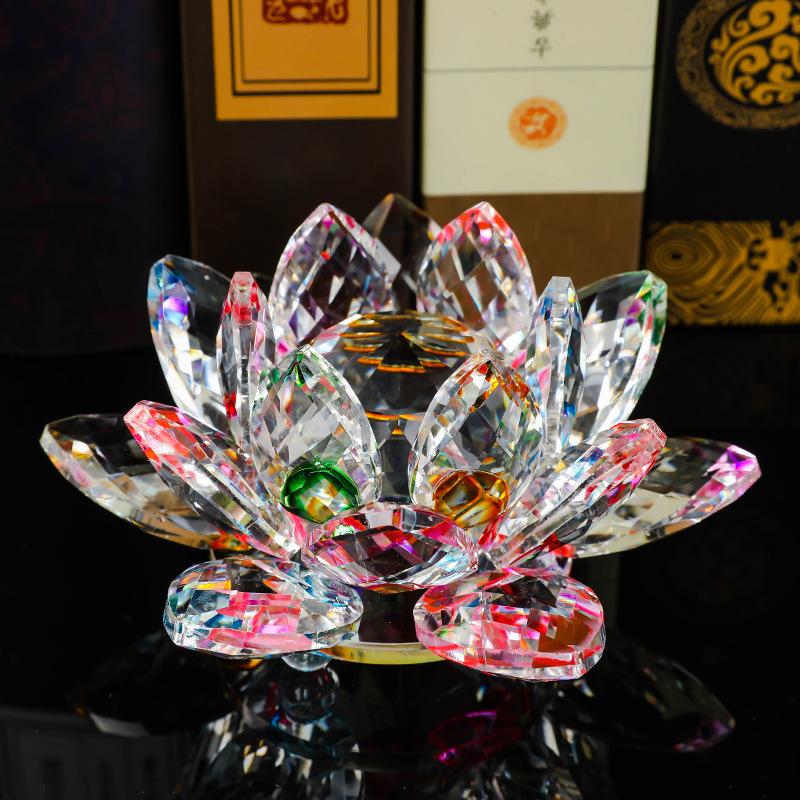 Kristall Lotus Blume Figurine Home Hochzeit Dekoration Glas Handwerk Sammlung Briefbeschwerer Tisch Ornamente Souvenir Geschenke
