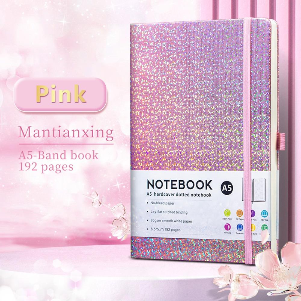 A5 Bling Notebook 192 Lined Pages Sparkle Glitter Journal Notebook Notepad College Ruled Hardcover Notebook for Girls Women