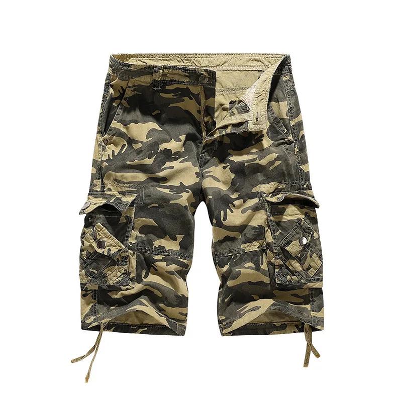 2026 Mens Casual Loose Camouflage Cargo Shorts Washed Mulit Pocket Design Shorts Summer Outdoors Hiking & Camping Fashion Pants