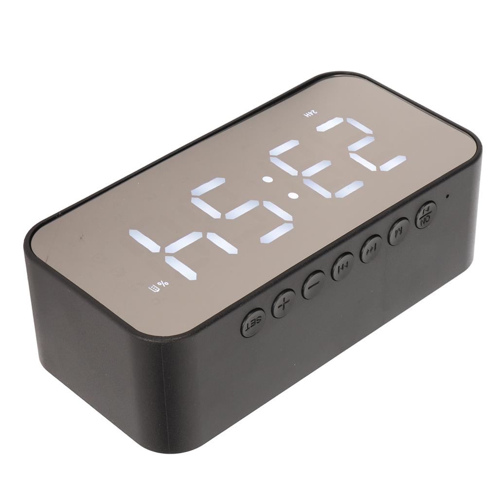 Wireless Speaker Stereo Sound Noise Cancelling Temperature Display Voice Broadcast FM Radio Mirror Alarm Clock