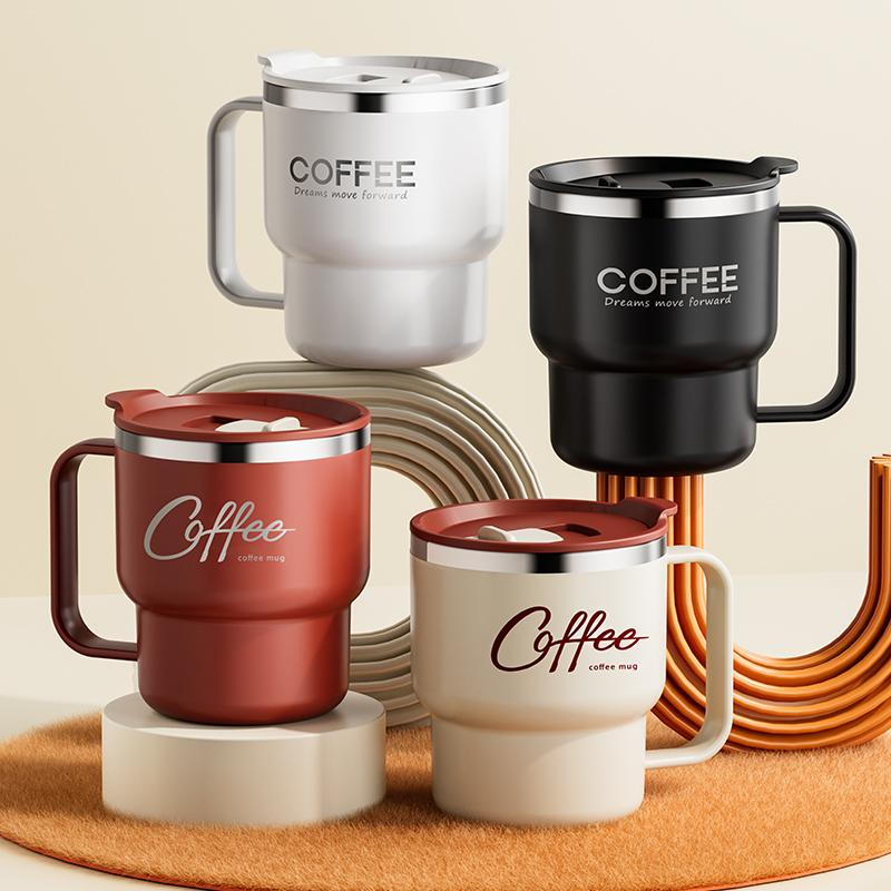304 Stainless Steel Double Wall Insulated Coffee Cup With Handle Portable Students Leak-proof Water Cup Double Layered Milk Coffee Mug Mark Cup