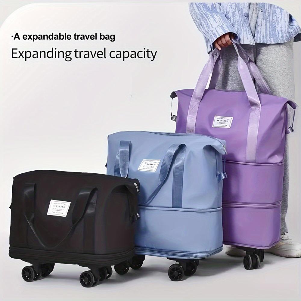 [Foldable Travel Bag] 3-Layer Extra-Large Foldable Travel Bag with Wheels | Nylon Luggage for Daily Commute & Moving