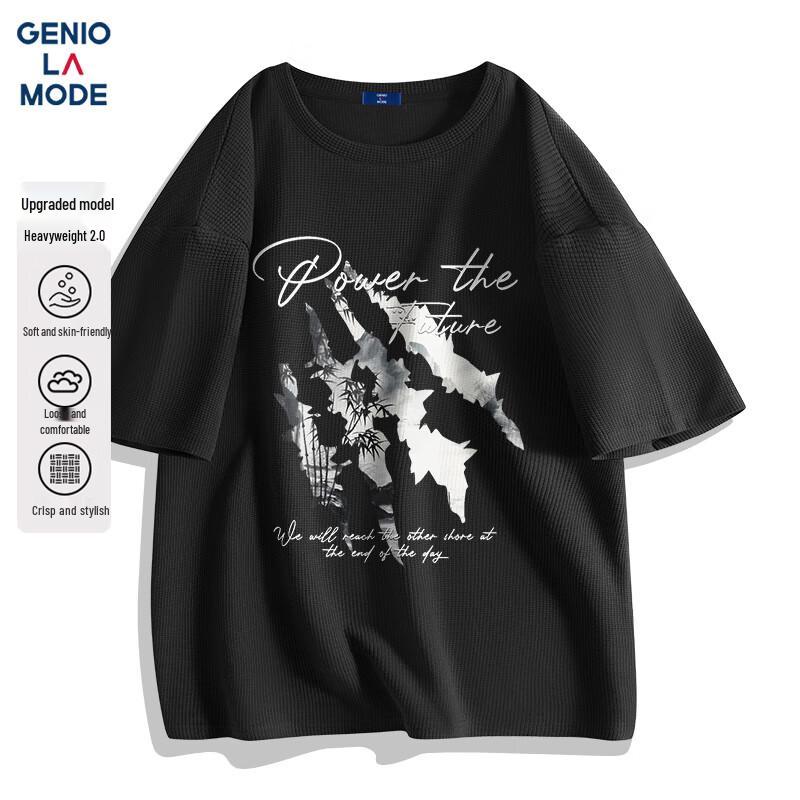 GENIOLAMODE Men s Waffle Knit Short Sleeve T-Shirt M