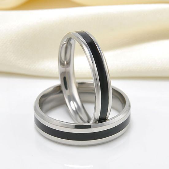 Men Women Black Band Ring Titanium Stainless Steel Fashion Jewelry Lover Gift