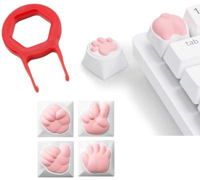 Cute Cat Paw Custom Keycap Set Keyboard Cross Key Replacement Paw Rock Paper Scissors All 6 Types Removal Tool Case Included [COOLPIPIT] &
