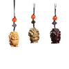 Waking Lion Zodiac Rabbit Wood Carving Keychain Pendant Ornament Gift