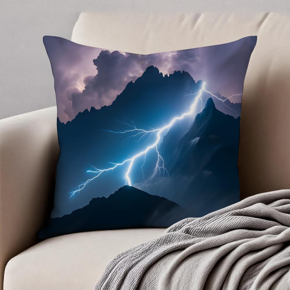 night lLightning Cushion Cover Pillowcase Antidustmite Invisible Zipper Short Plush Sofa Cushion