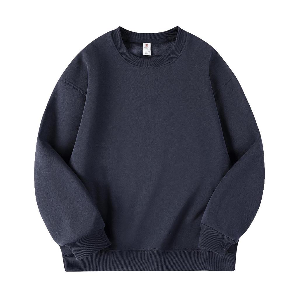 2025 Fleece-Lined Drop Shoulder Cotton Sweatshirt - Thickened Round Neck Workwear with Logo