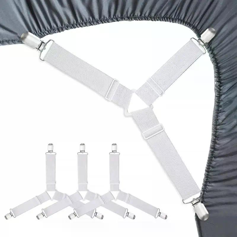 Bed Sheet Holder Adjustable Elastic 12 Clips Fixed Holder Mattress Clip Fasteners Cover Blankets Grippers Fixing Non-Slip Strap