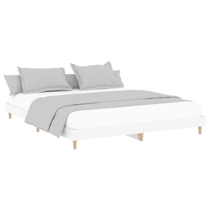 VidaXL Cadre de lit blanc 140x200 cm bois d'ingénierie 832037