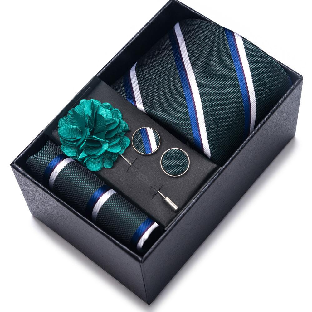 Tie Men'S Suit Accessories Cufflinks Square Scarf Corsage Tie Premium Suit Gift Box Packaging