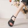 Sandals women's summer new fashion rhinestone small retro beach platform non-slip high heels