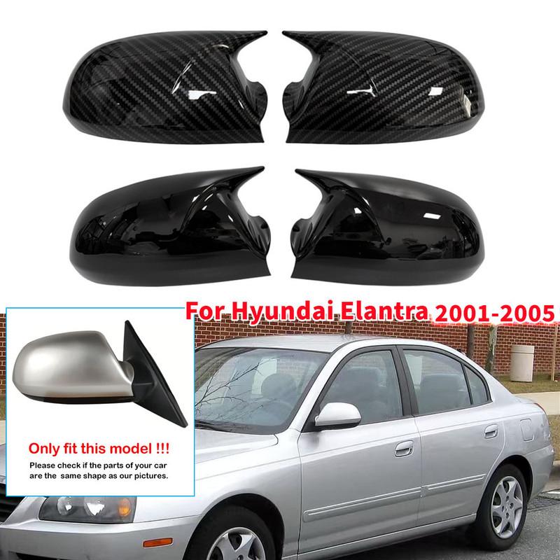 For Hyundai Elantra 2001 2002 2003 2004 2005 ABS Rearview Side Mirror Cover Wing Cap Exterior Door Housing Trim Adhesive Sticker