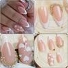 24 szt. Krótkie Migdałowe Paznokcie Dociskane Błyszczące Wzory Serca Francuski Manicure Sztuczne Paznokcie Naturalny Wygląd do Codziennego Użytku