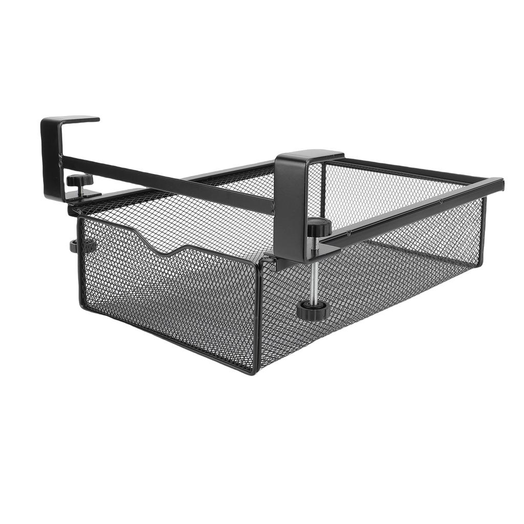 Under Desk Drawer Organizer Hidden Metal Slide Out Under Table Storage Tray for Office Classroom Black Small No