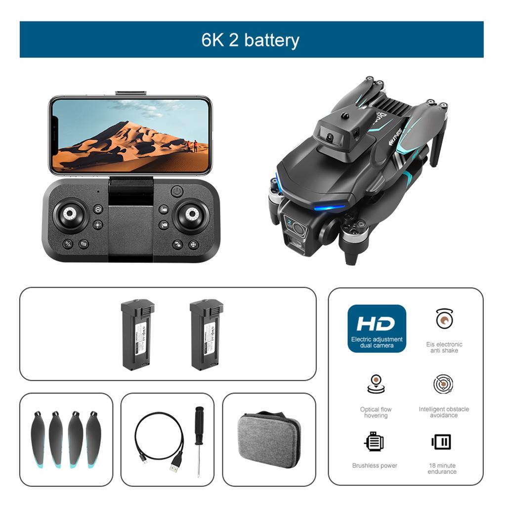 Dron na dálkové ovládání, 2.4G WIFI FPV Mini dron s duální kamerou 6K Skládací bezhlavý kvadrokoptéra