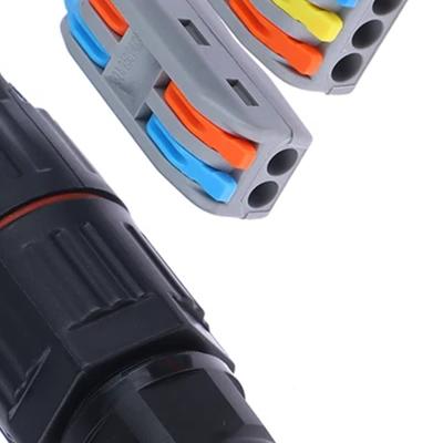 1 szt. IP68 Elektryczny Wodoodporny Złącze Przewód Kabel 2/3 Pin Wtyczka Prosty Szybki Wciskany Blok Zaciskowy Złącze Przewodnika