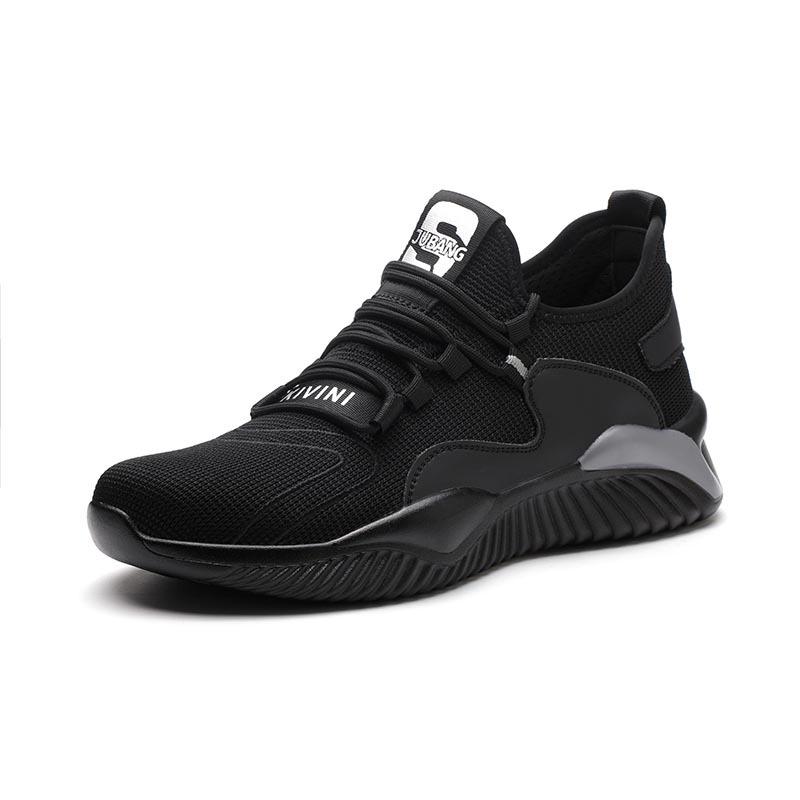 Lightweight Fly-Knit Safety Shoes: Steel Toe, Anti-Smash, Anti-Puncture—Perfect for Standing Comfortably All Day.