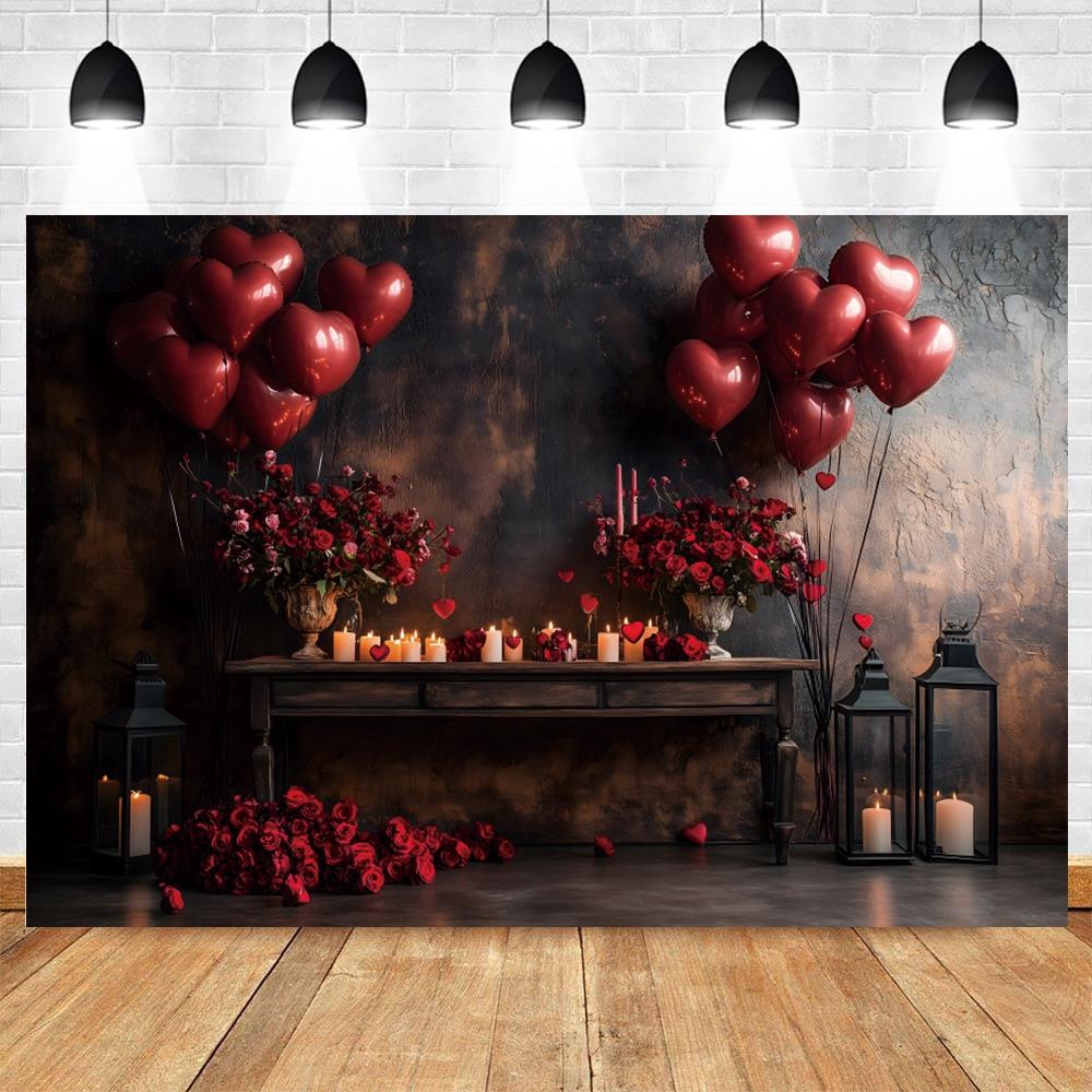 Romantic Valentine's Day Red Rose Love Candle Photography Banner Background, Indoor Scene Couple Photo Shooting Studio Backdrop