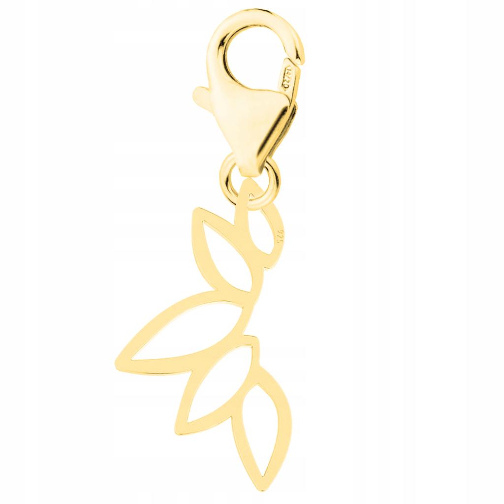 Gold Pendant Carabiner With Leaf Openwork Plant Openwork Silver 925