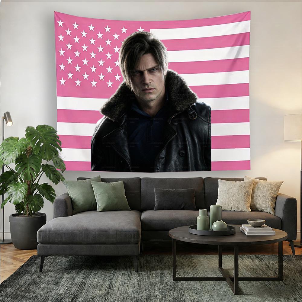 L-Leon Kennedy Evil6 Tapestry - Wall Cloth Background Wall Hanging for Restaurant, Bar, Party & Home Decor, Horror Game