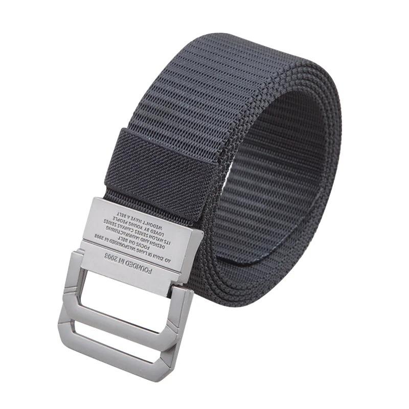 Double-Ring Buckle Nylon Belt for Women Men Alloy Buckle Metal Webbing Belts Outdoor Work Student Military Tactical Unisex Waist