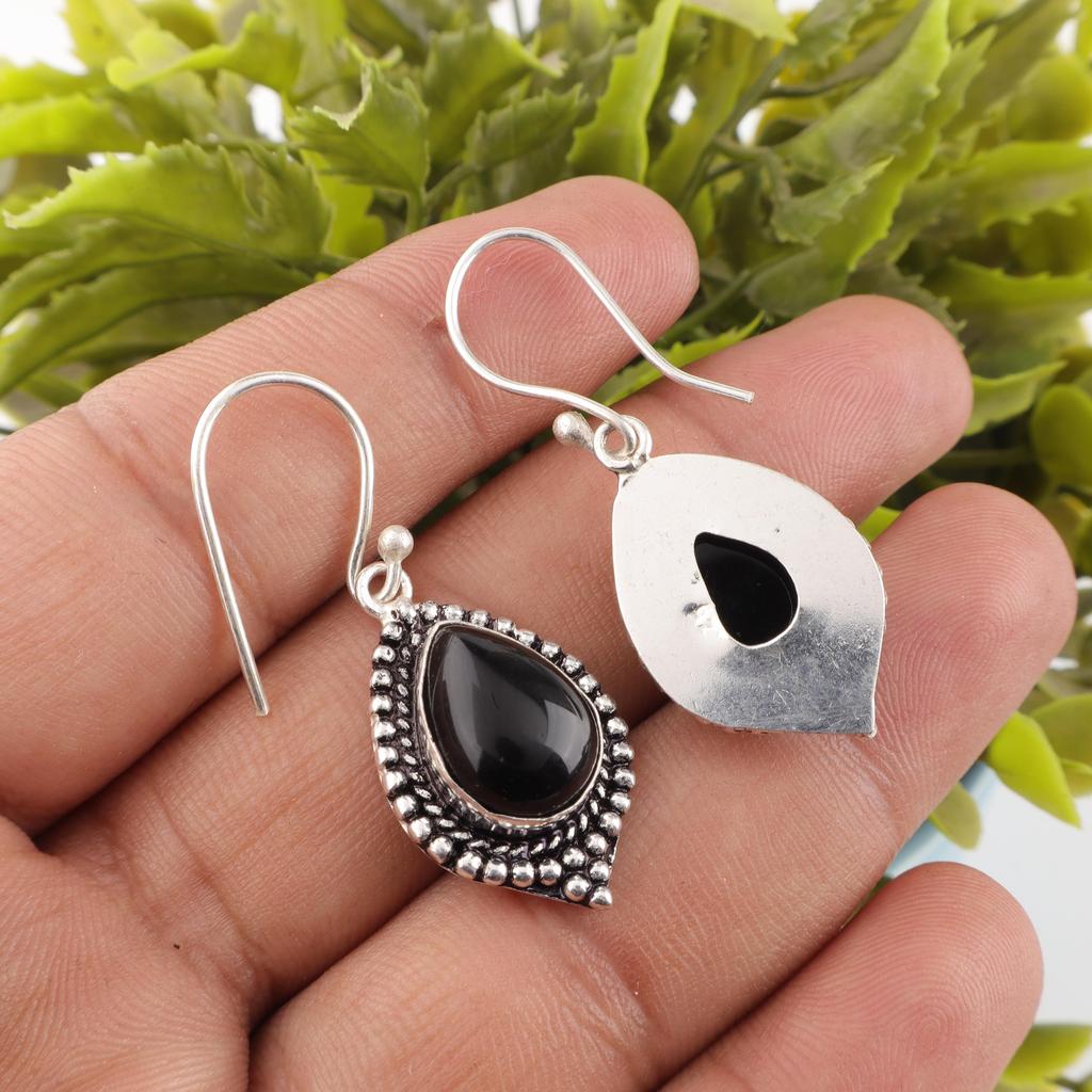 Black Tourmaline Earrings Gemstone Jewelry, 925 Solid Sterling Silver Earrings, Handmade Amazing Earrings Jewelry Gift For Women