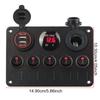 5 Gang Car Switch Panel Car Accessories Marine LED Rocker 12V Outlet Combination Boat Switch Panel Dual USB Port Waterproof Digital Voltmeter