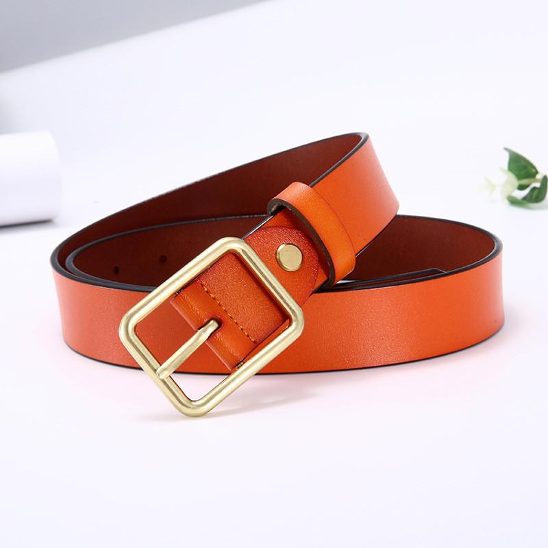 Classic Genuine Leather Womens Belt With Zinc Alloy Square Buckle For Casual Office Wear