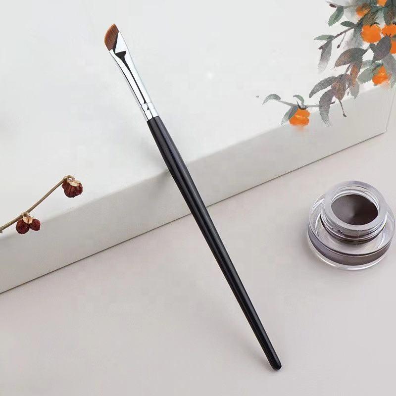 SENKA Professional Ultra Thin Wooden Handle Angled Flat Head Single Eyeliner Eyebrow Waterproof Makeup Brush