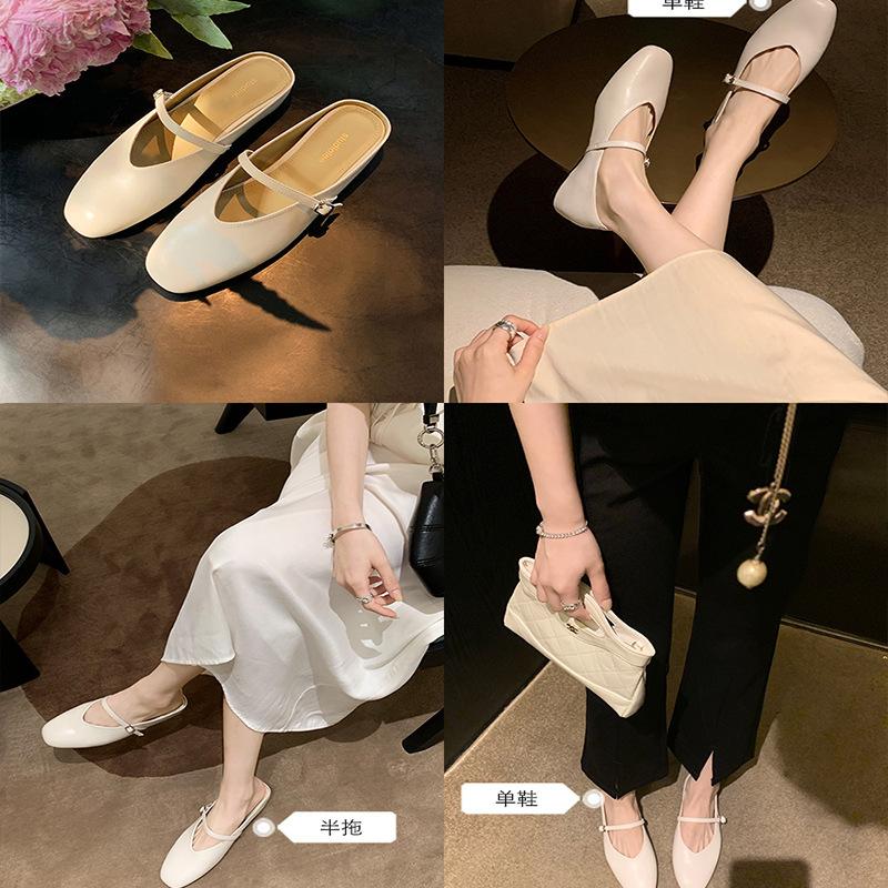 Spot second hair~ Grape mother studiolee 2025 new summer wear bag head inner height increase silver half slippers