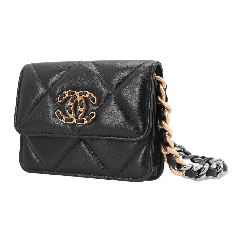 Chanel 19Bag Sheepskin Coin Purse Fanny Pack Women's Black AP2522-B04852-94305