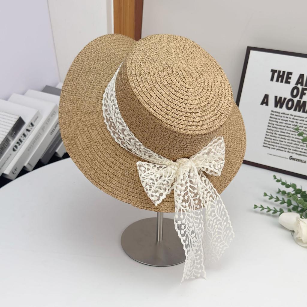 Summer French Flat Edge Beach Hat Seaside Vacation Sun Protection Versatile Top Hat Premium Sunshade Straw Hat Women