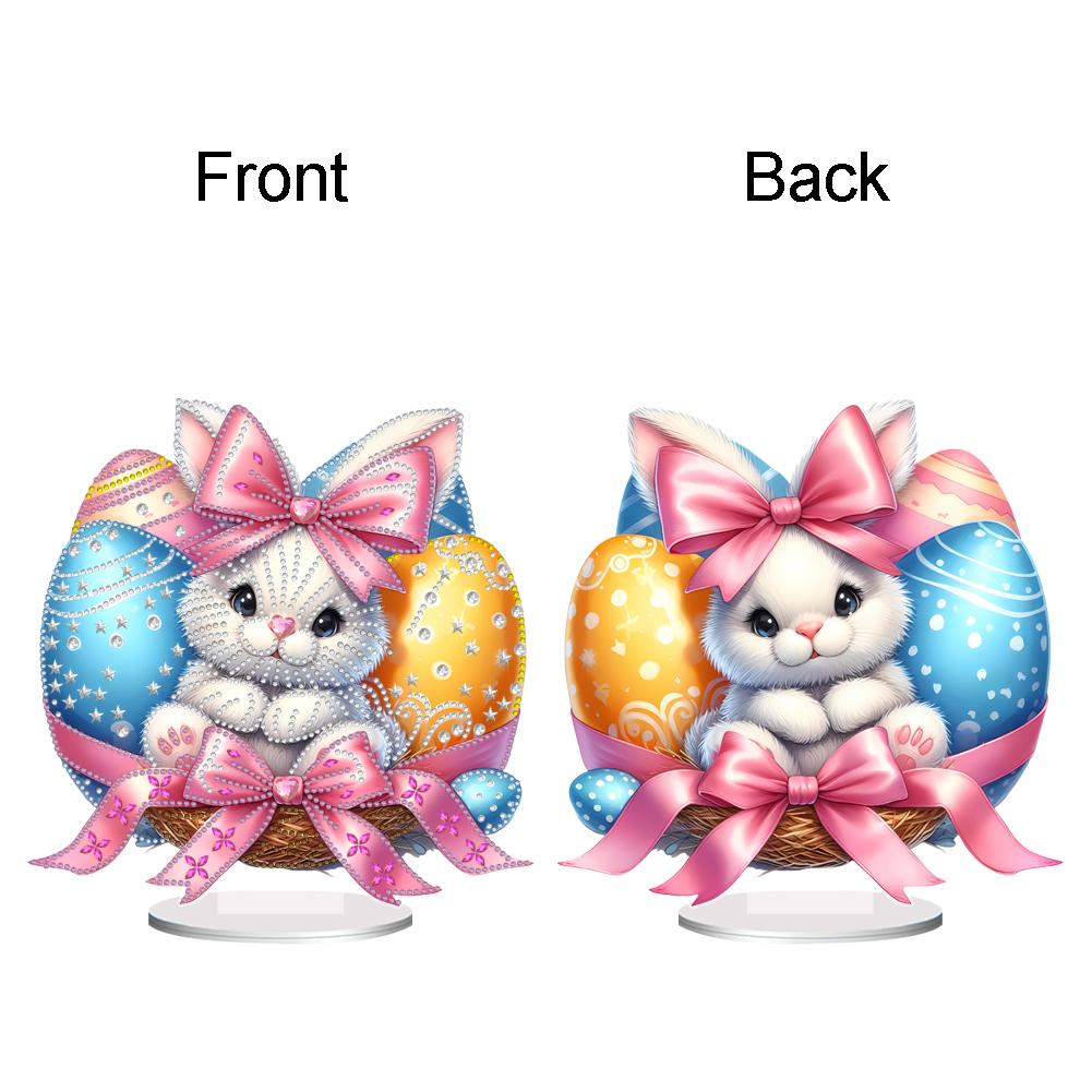 Easter Bunny Eggs Table Top Diamond Painting Ornament Kits Acrylic Special Shaped 5D DIY Diamond Art Tabletop Decor for Beginner