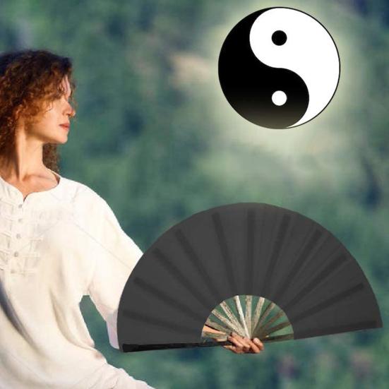 Chinese Folding Fan Solid Colour Comfortable Grip Smooth Opening Closing Tai Chi Fan Elegant Classical Dance Accessory
