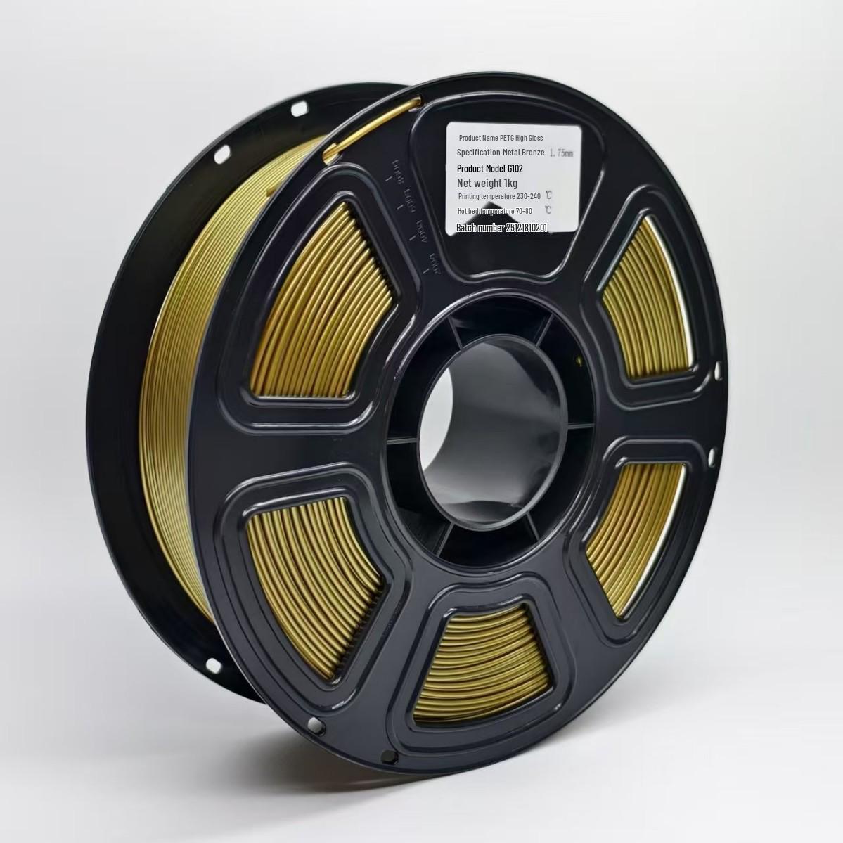 

Metallic PETG Filament: Bronze, Silver, Red, Purple for FDM Printing металлический бронзовый