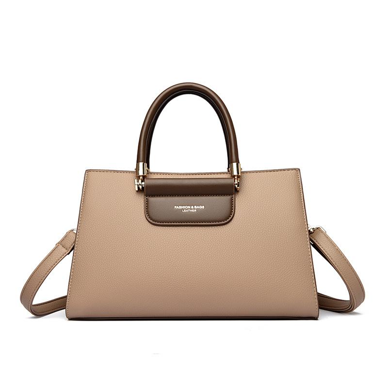 2026 Handbag New Fashionable Large Capacity Tote Bag Simple Contrasting Color Versatile Bag Daily Commuting Women's Shoulder Bag