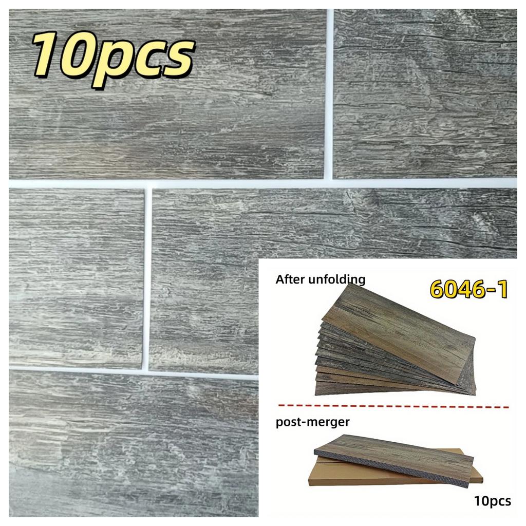 10 pièces 40cmX15cm Autocollants de Sol Imitation Bois Auto-adhésifs pour Salons, Salles de Bain, Cuisines, Décoration de Maison Autocollant de Sol