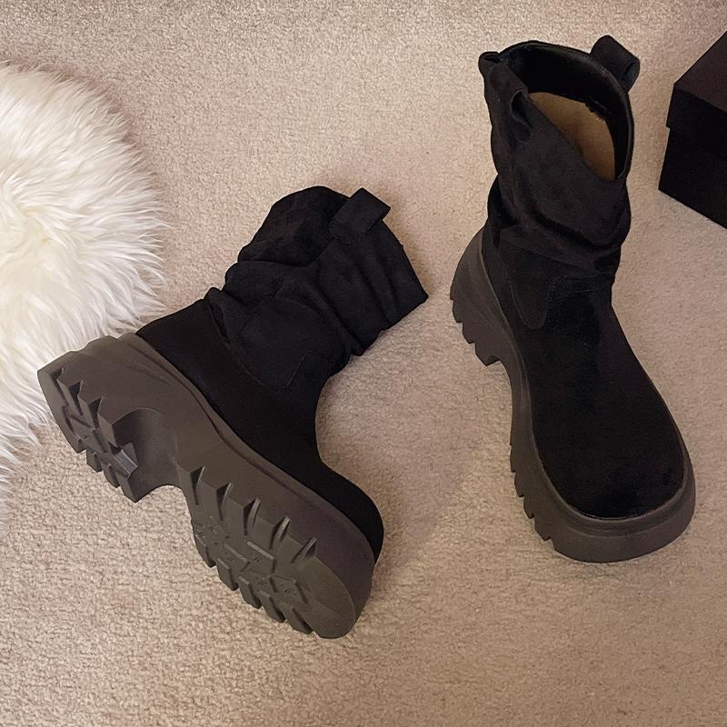 High Heels Stiefeletten Damen Designer Wildleder Schuhe Winter Neu Chelsea Boots Mode Plateau Casual Mujer Chelsea Stiefel