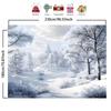 2D Christmas Winter Tapestry, Frosty Snow Forest Background Cloth