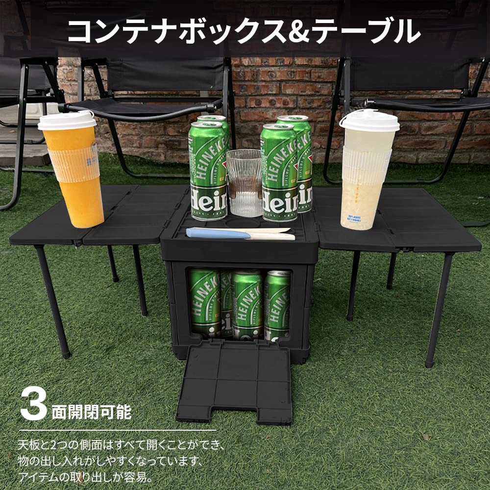 UPF New Camping Storage Box Folding Camping Table with Lid Storage Case Stacking Folding Container Box Multifunctional Outdoor Table Lightweight Low