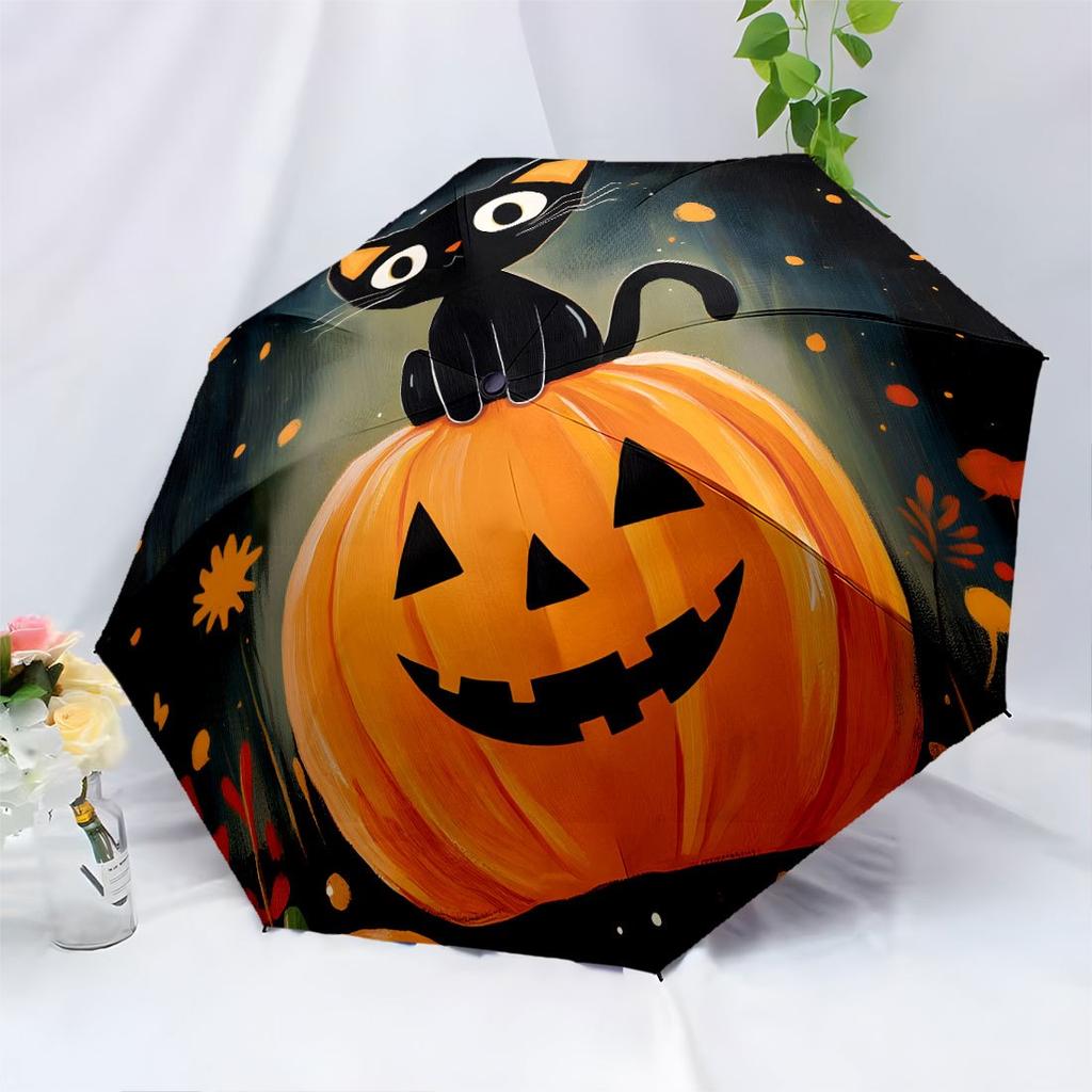 Halloween Automatic Umbrella Design With 8 Ribs Durable Umbrella Fashion Design Commuting For Travel Leisure Accessory Gift To Friends And Family