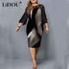 Moda Autunno Inverno Design Sexy Taglie Forti Abito Pacchetto Fianchi Donna Pizzo Stampa Hollow Out Abito Bodycon Oversize Chic Vestidos